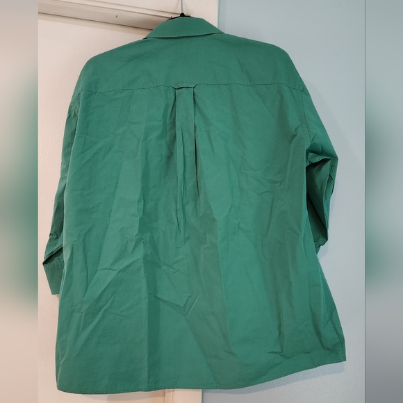 Women's Lafayette 148 New York Green Button-down M/L shirt - Picture 2 of 4